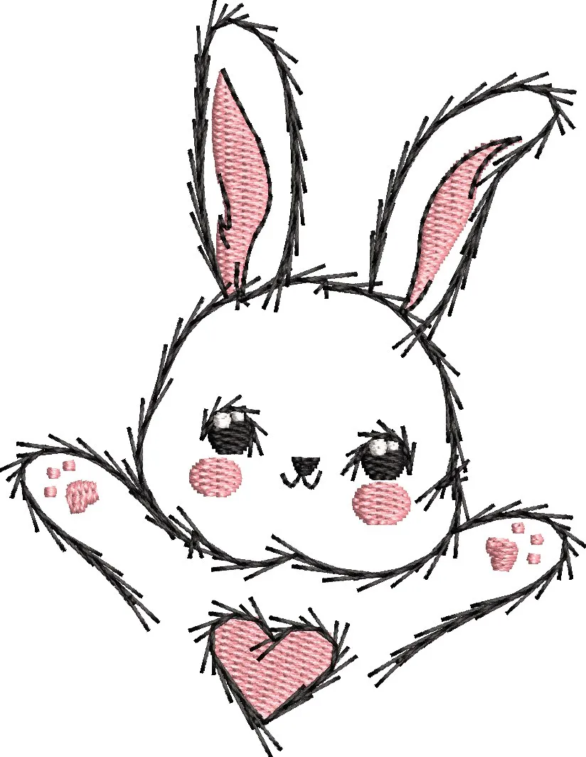  Cute Bunny with Heart Embroidery  embroidery pattern preview