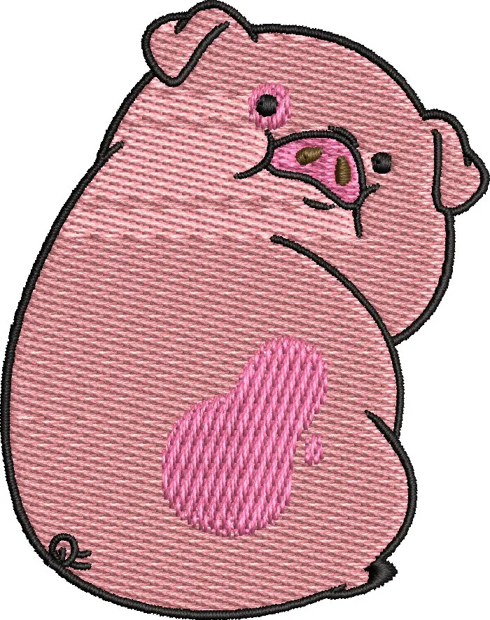  Cute Pink Pig with Heart Patch  embroidery pattern preview