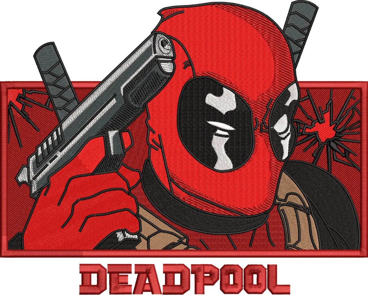  Deadpool Holding Gun Comic Patch  embroidery pattern preview