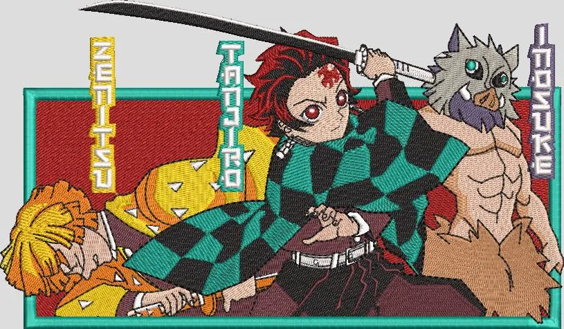  Demon Slayer Main Trio Embroidery Patch  embroidery pattern preview