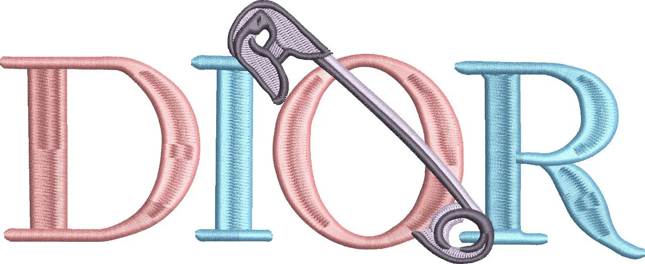  Dior Logo with Safety Pin Embroidery  embroidery pattern preview