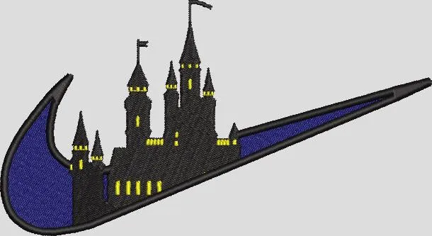  Disney Castle in Nike Swoosh  embroidery pattern preview