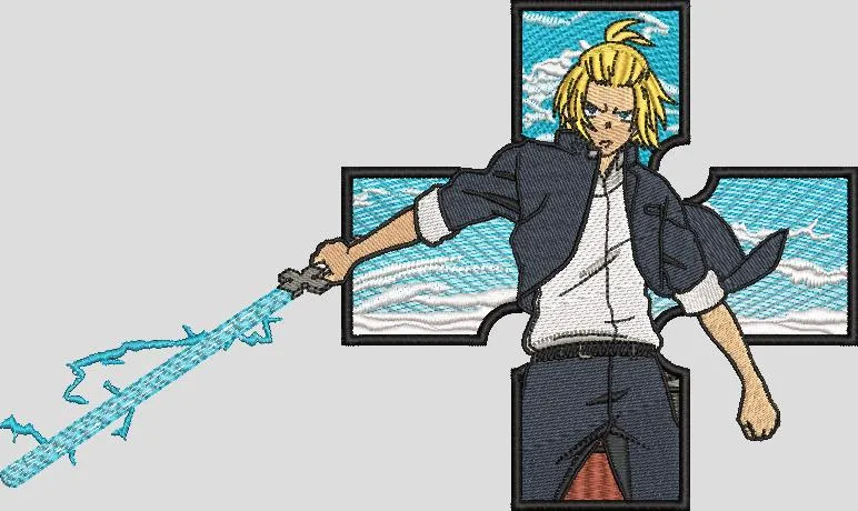  Edward Elric with Lightning Cross Background  embroidery pattern preview