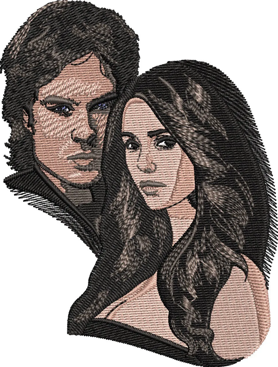  Embroidered Couple Portrait with Dark Hair  embroidery pattern preview
