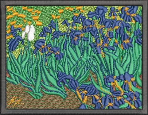 Embroidered Irises in Garden Patch  embroidery pattern preview