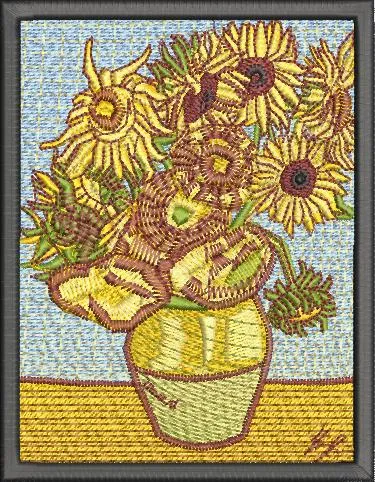  Embroidered Sunflowers in Vase  embroidery pattern preview