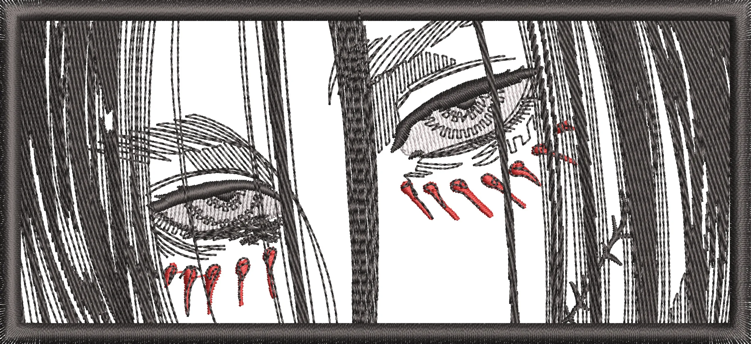  Emotional Anime Eyes with Red Tears  embroidery pattern preview
