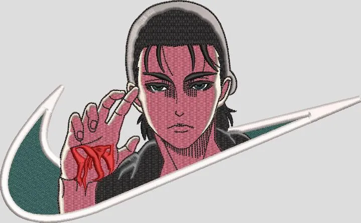  Eren Yeager with Bloody Hand in Nike Logo  embroidery pattern preview