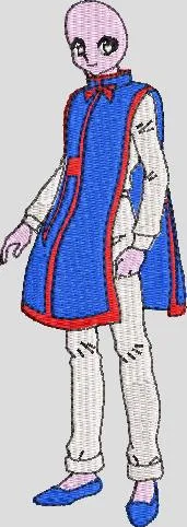  Faceless Anime Character in Blue Robe  embroidery pattern preview