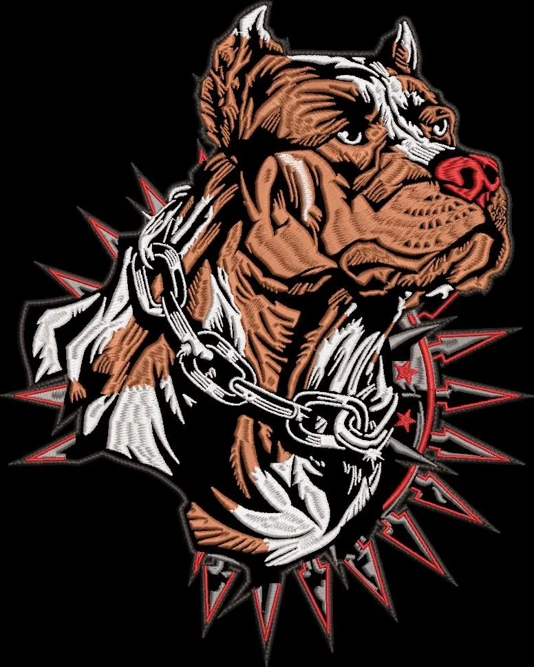  Fierce Pitbull Head with Spiked Collar  embroidery pattern preview