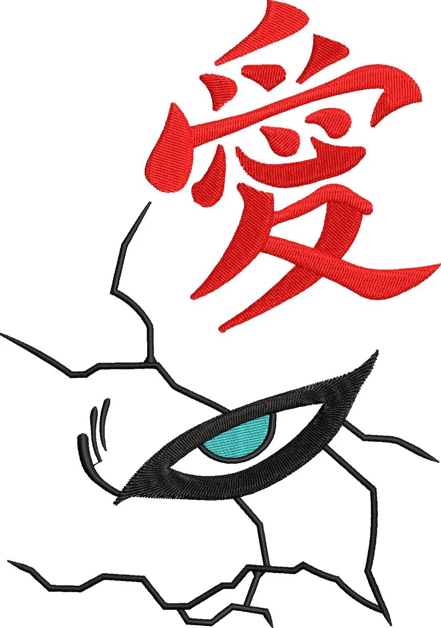  Gaara Eye with Red Kanji Love Symbol  embroidery pattern preview