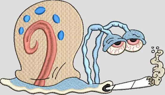  Gary the Snail Smoking Embroidery  embroidery pattern preview