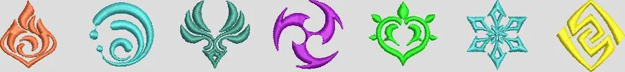  Genshin Impact Elemental Vision Symbols Embroidery  embroidery pattern preview