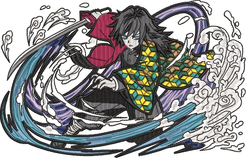  Giyu Tomioka Water Breathing Attack  embroidery pattern preview