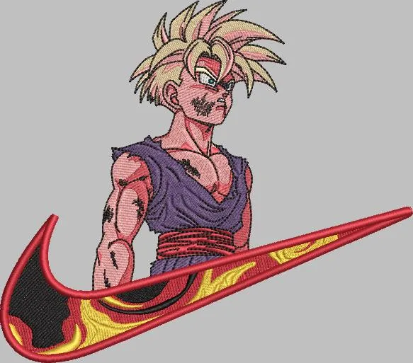  Gohan Battle Damaged with Fiery Nike Logo  embroidery pattern preview