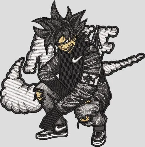  Goku Black Drip with Nike Cloud Patch  embroidery pattern preview