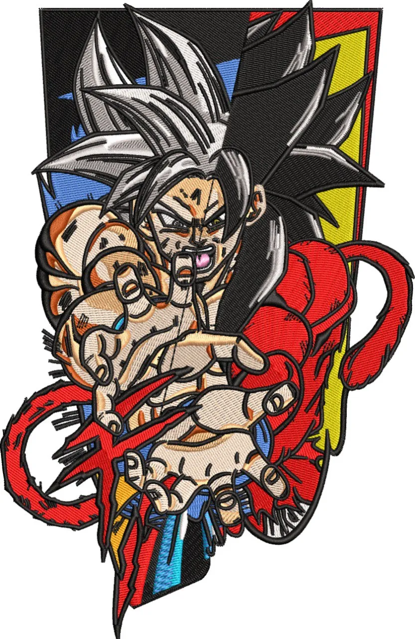  Goku Ultra Instinct and Super Saiyan 4 Fusion Embroidery  embroidery pattern preview