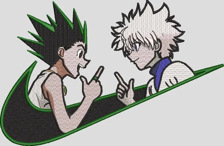  Gon and Killua in Nike Swoosh  embroidery pattern preview