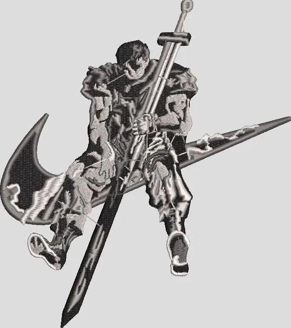 Guts Sitting on Sword with Nike Swoosh  embroidery pattern preview