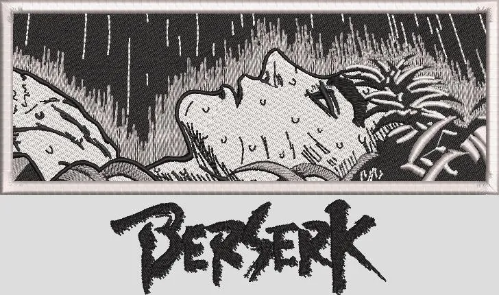  Guts in the Rain from Berserk Manga  embroidery pattern preview