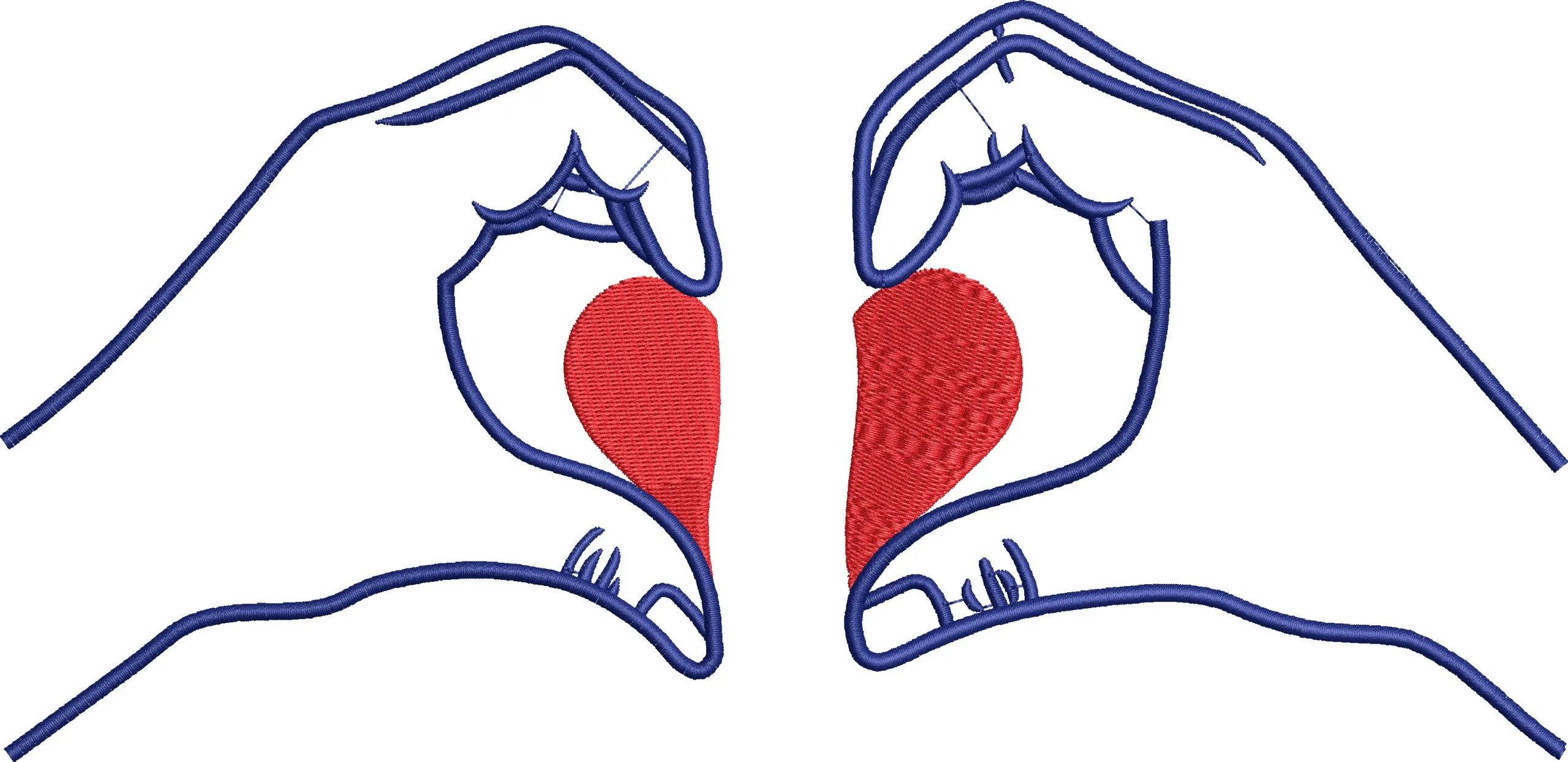  Hands Forming Split Heart Shape  embroidery pattern preview