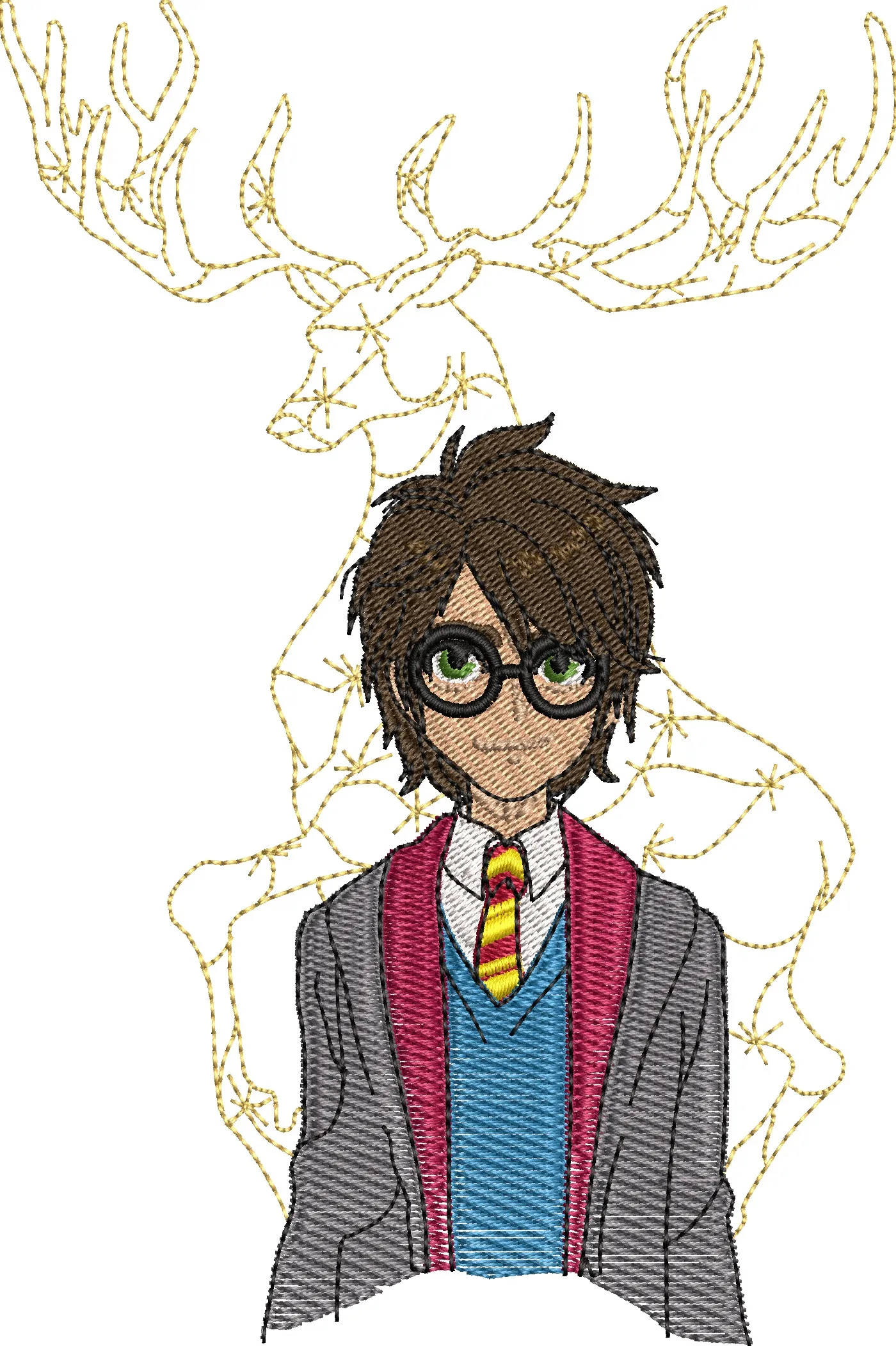  Harry Potter with Patronus Stag Outline  embroidery pattern preview