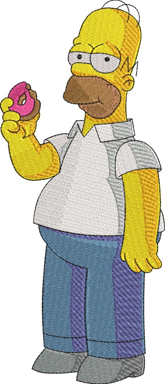  Homer Simpson Holding Pink Donut  embroidery pattern preview