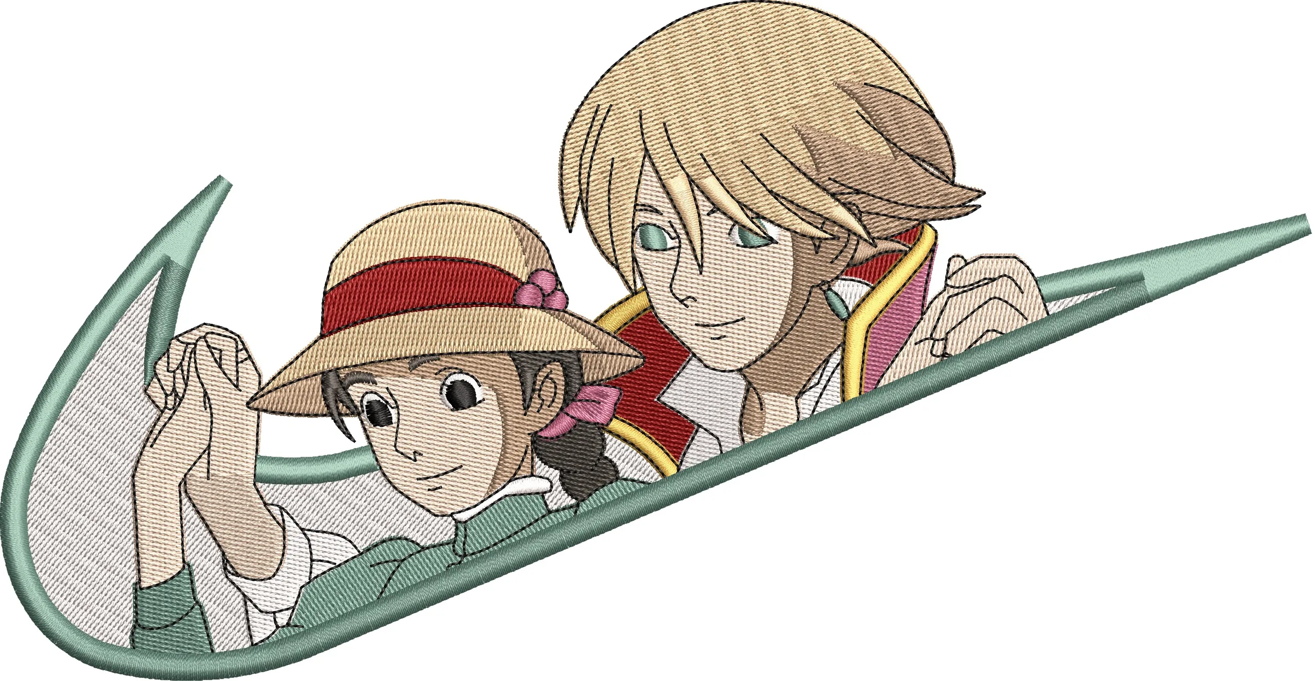  Howl and Sophie in Nike Swoosh  embroidery pattern preview