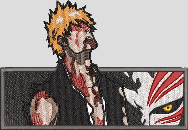  Ichigo Kurosaki with Hollow Mask Side  embroidery pattern preview