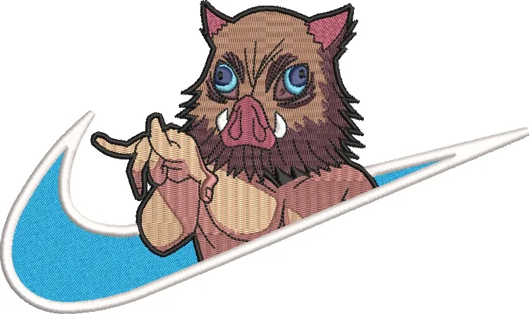  Inosuke Hashibira on Nike Swoosh  embroidery pattern preview