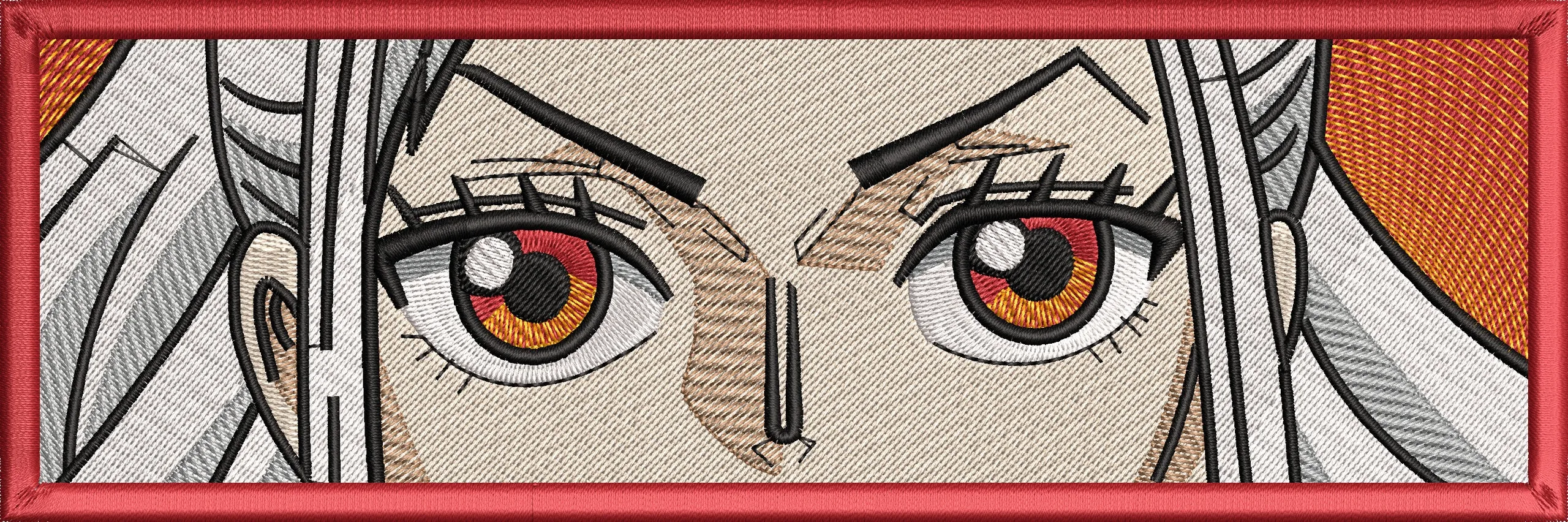  Intense Anime Eyes Closeup Red Orange Embroidery Patch  embroidery pattern preview