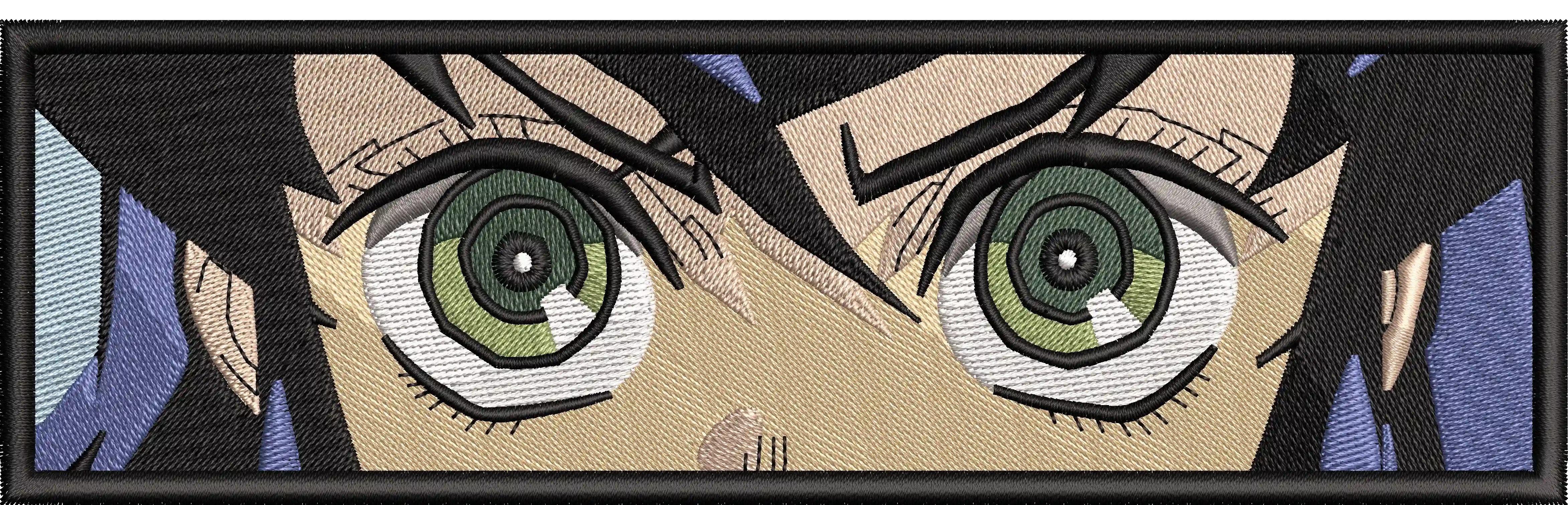  Intense Green-Eyed Anime Stare Rectangular Patch  embroidery pattern preview