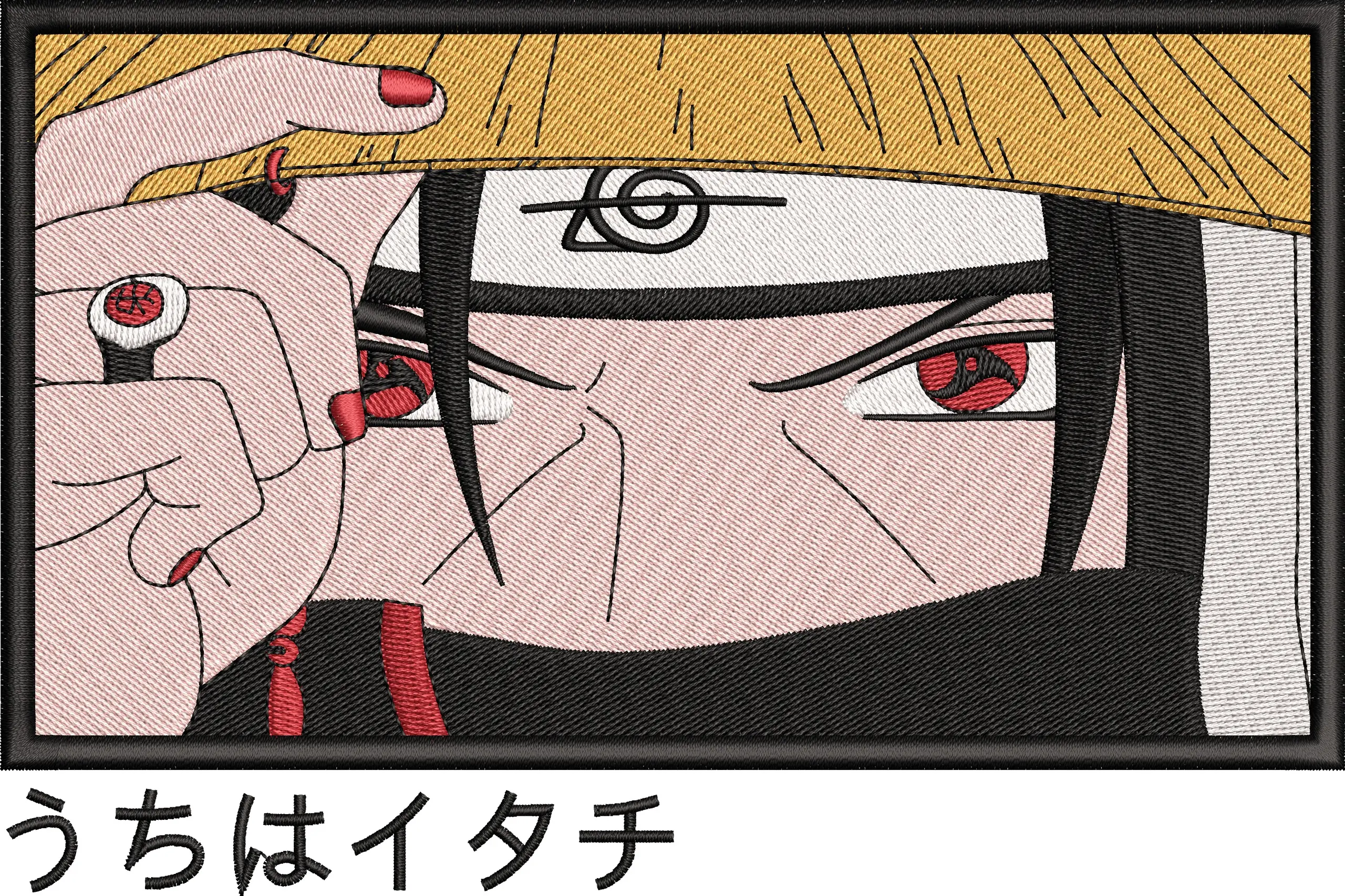  Itachi Uchiha Close-Up with Straw Hat and Sharingan  embroidery pattern preview