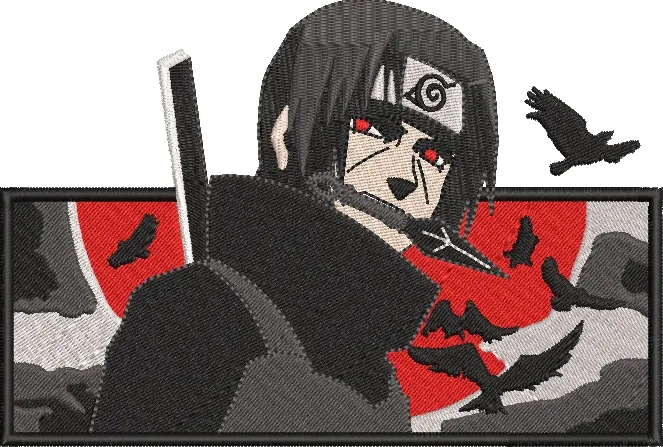 Main preview of  Itachi Uchiha with Crows and Red Moon 