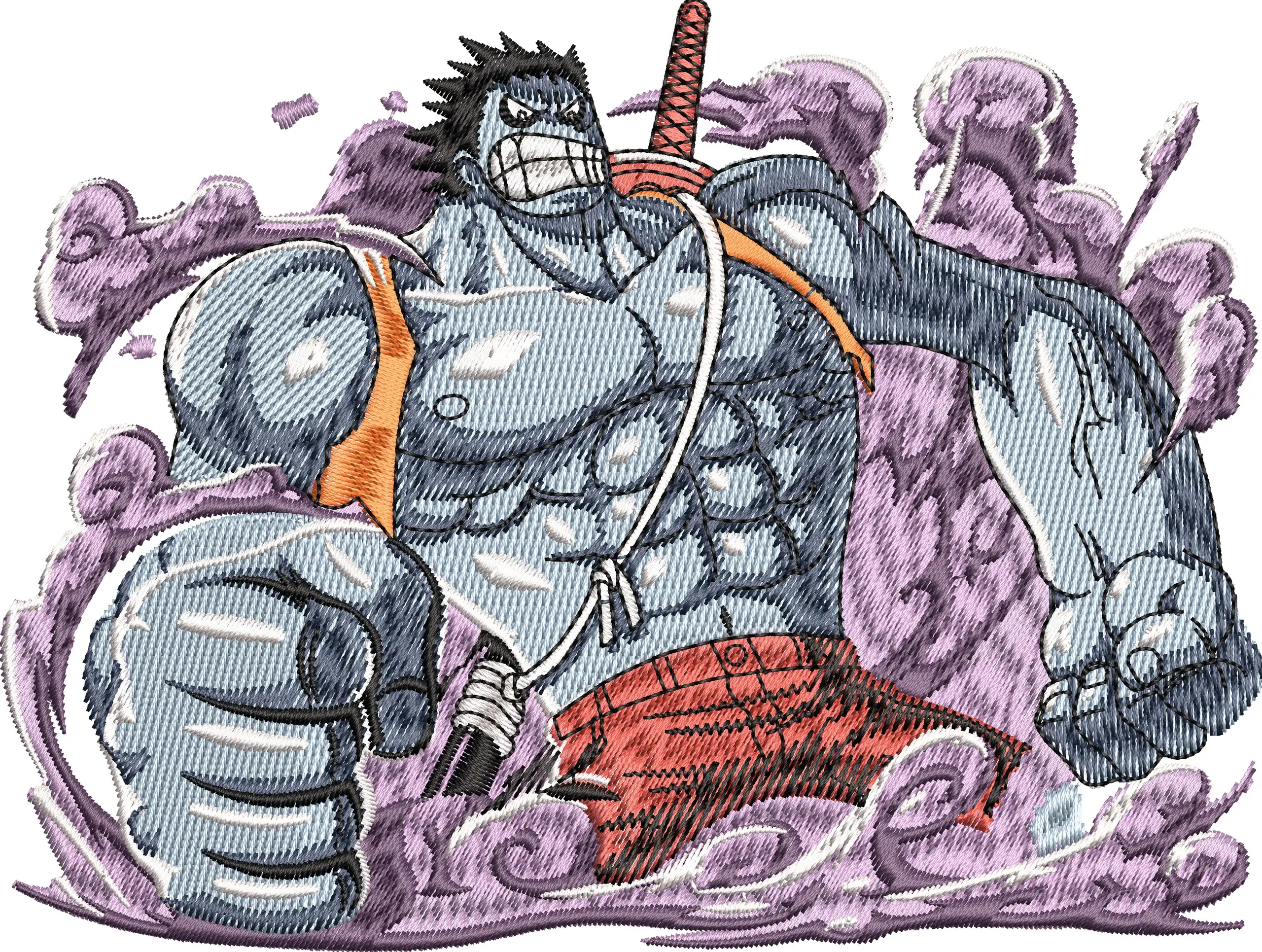  Jinbe from One Piece in Embroidered Water Style  embroidery pattern preview