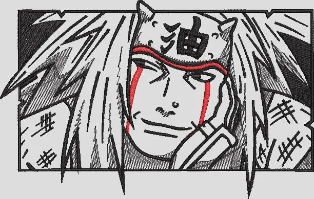  Jiraiya Face Sketch with Kanji Headband  embroidery pattern preview