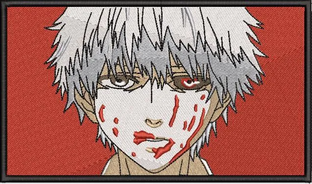 Kaneki Ken with Blood Splatter  embroidery pattern preview