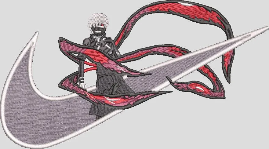  Kaneki Ken with Nike Swoosh  embroidery pattern preview