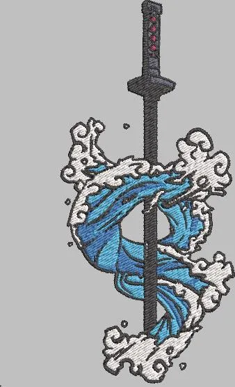  Katana with Water Swirl Embroidery  embroidery pattern preview