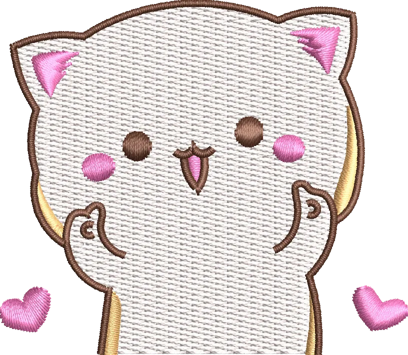  Kawaii Cat Toast with Pink Hearts  embroidery pattern preview