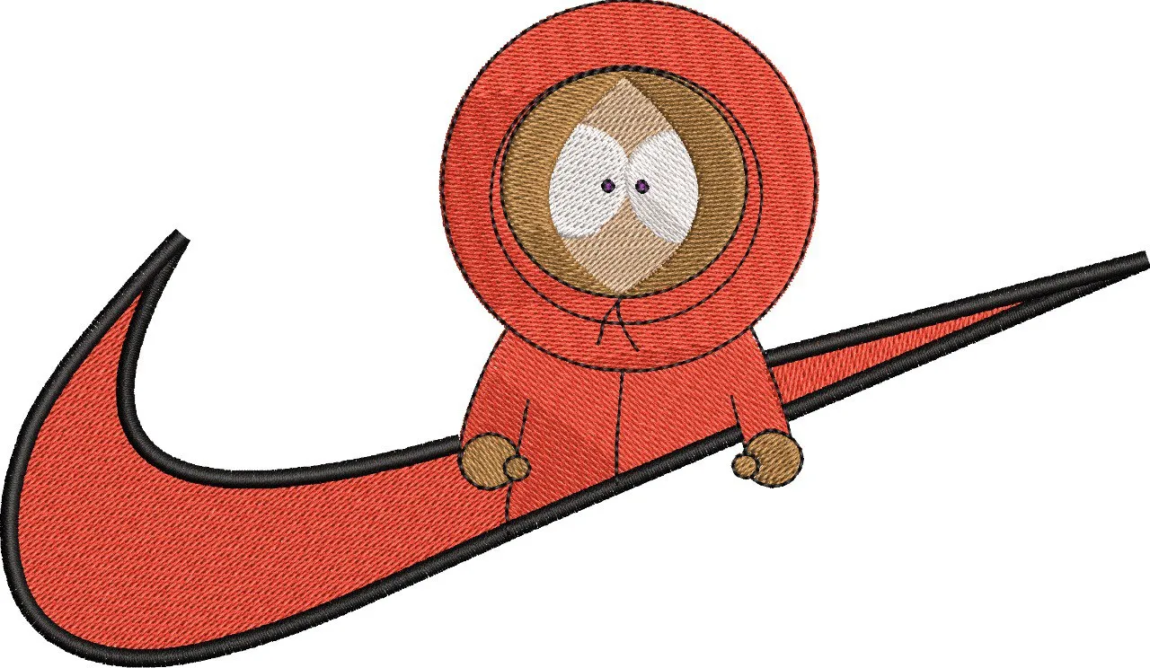  Kenny from South Park on Nike Swoosh  embroidery pattern preview