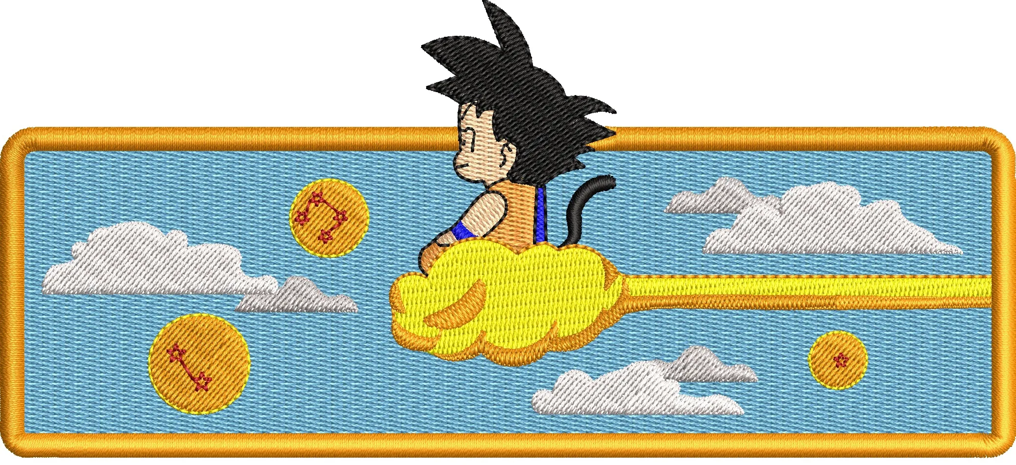  Kid Goku Flying on Nimbus with Dragon Balls  embroidery pattern preview