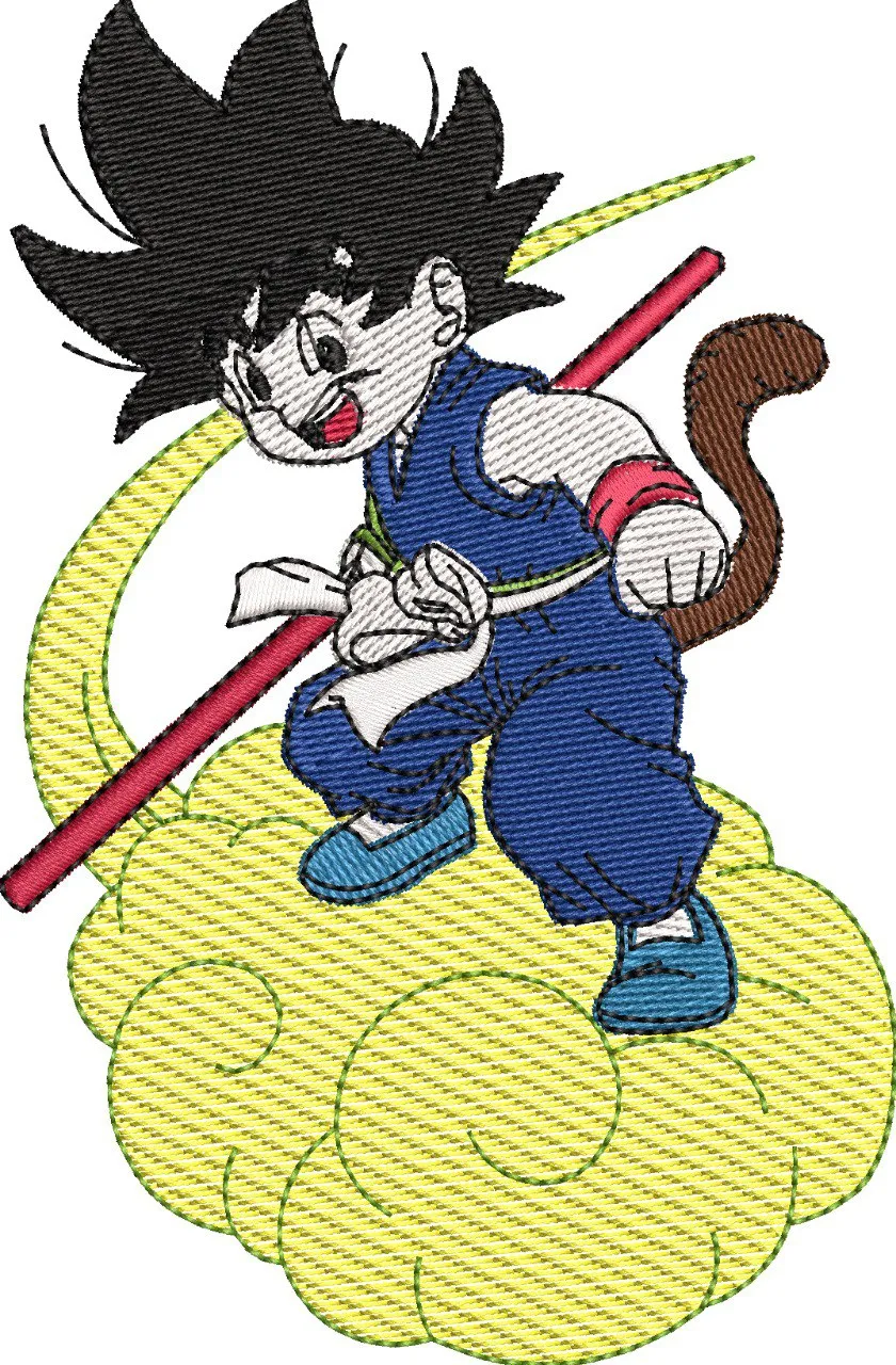  Kid Goku Riding Flying Nimbus  embroidery pattern preview