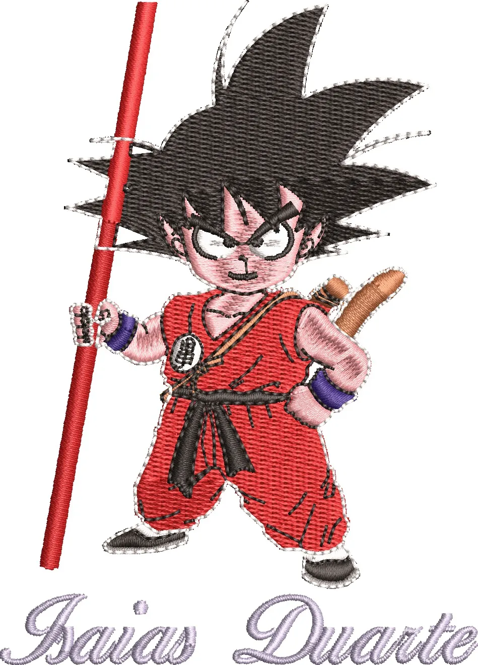  Kid Goku with Power Pole Red Suit Embroidery  embroidery pattern preview