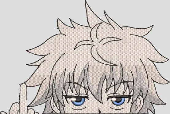  Killua Zoldyck Peeking with Hand Gesture  embroidery pattern preview