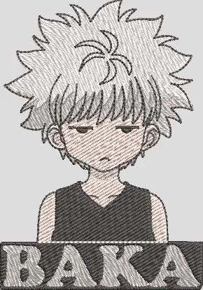  Killua Zoldyck With Baka Text  embroidery pattern preview