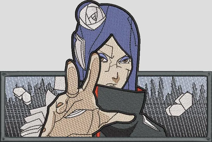  Konan with Paper Jutsu Patch Style  embroidery pattern preview