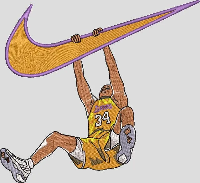  Lakers Player Hanging on Nike Swoosh  embroidery pattern preview