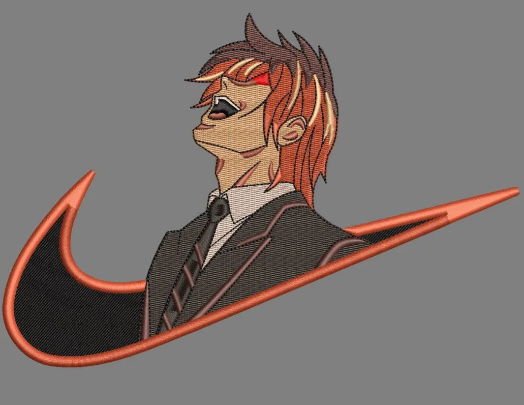  Laughing Anime Man in Nike Swoosh  embroidery pattern preview