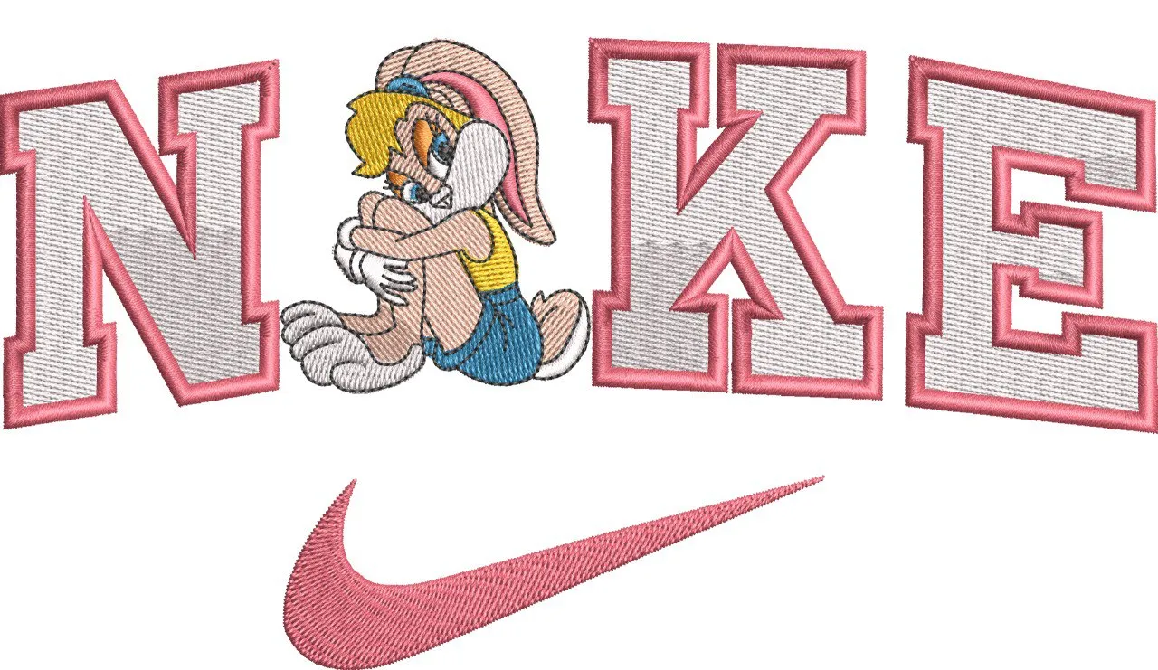  Lola Bunny Sitting in Nike Logo Style  embroidery pattern preview